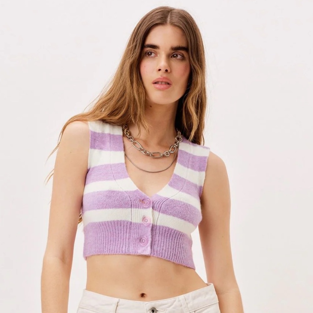 For Love and Lemons Maud Crop Striped Top Small